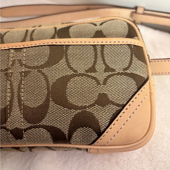 Coach Tan & Brown Signature Belt Bag w/ Leather Trim x Dust-bag & Box - Picture 11 of 14